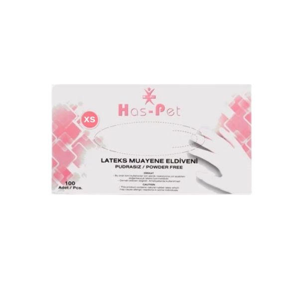 Has-Pet Pudrasız Lateks Muayene Eldiveni XS 100 Lü
