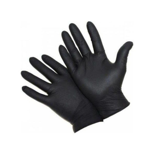 Has-Pet Black Powder-Free Nitrile Examination Gloves Medium 100 Pcs