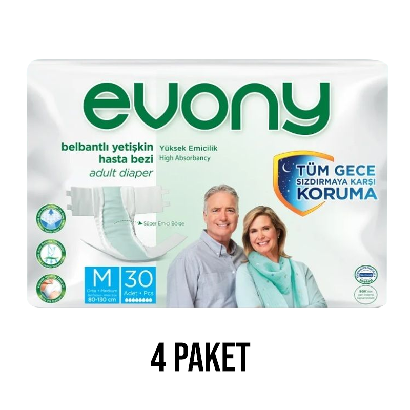 Evony Belbantlı Yetişkin Hasta Bezi M 30 Lu 4 Paket