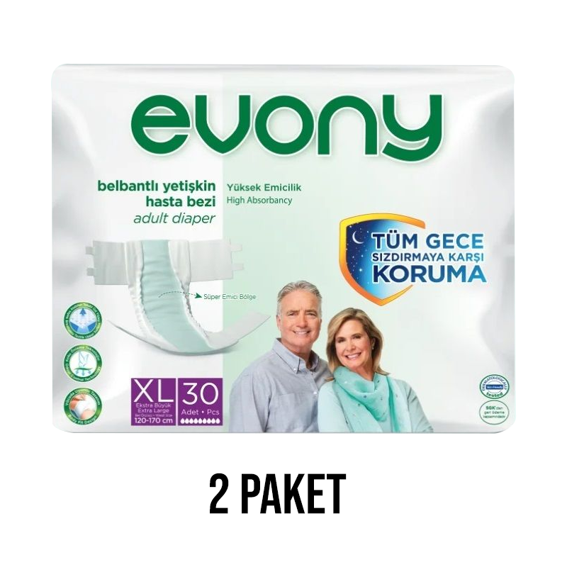Evony Waistband Adult Diaper XL 30 Pieces 2 Pack