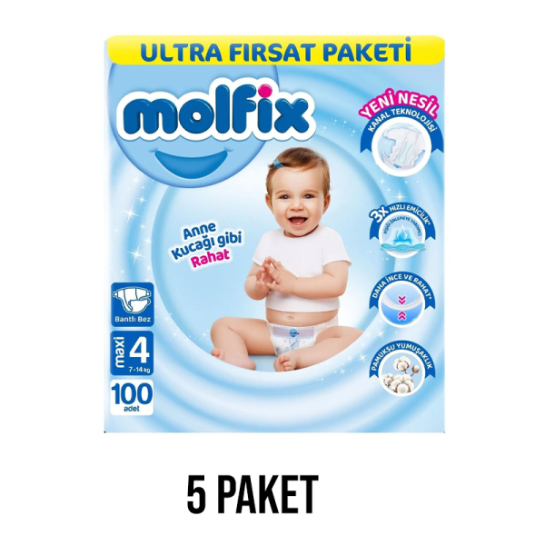 Molfix Bebek Bezi 4 Beden Maxi 100 Lü 5 Paket