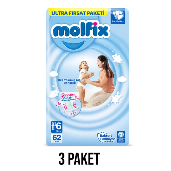 Molfix Bebek Bezi 6 Beden 62 Li 3 Paket