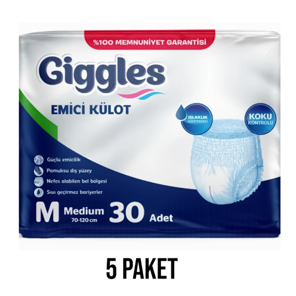 Giggles Emici Külot Yetişkin Hasta Bezi M 30 Lu 5 Paket