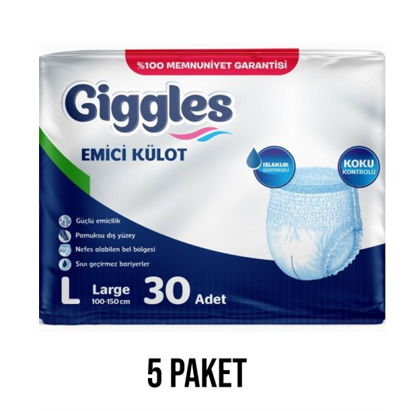 Giggles Emici Külot Yetişkin Hasta Bezi L 30 Lu 5 Paket