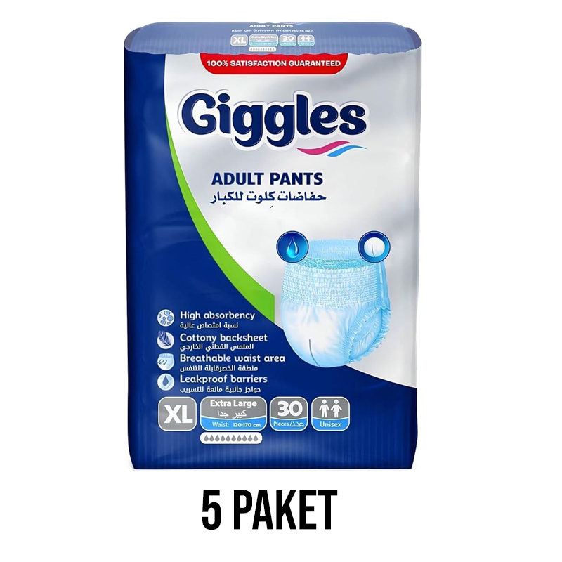 Giggles Emici Külot Yetişkin Hasta Bezi XL 30 Lu 5 Paket