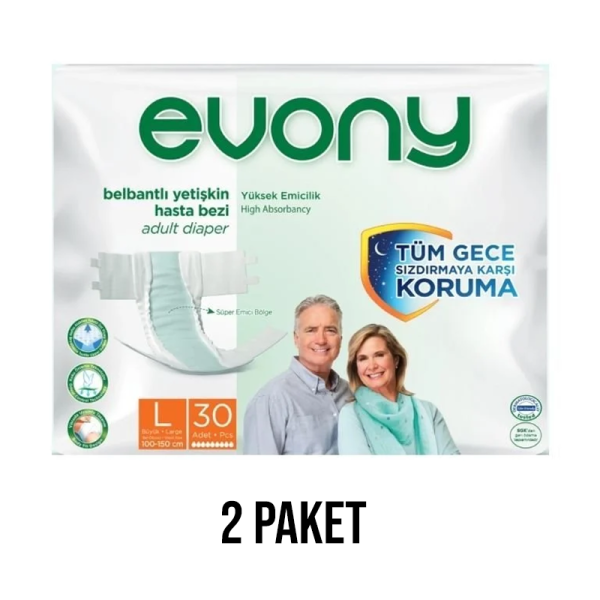Evony Waistband Adult Diaper L 30 Pieces 2 Pack