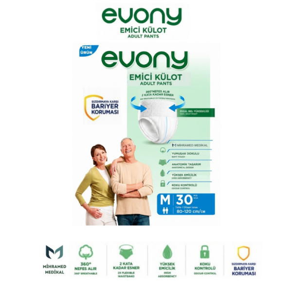 Evony Emici Külot Yetişkin Hasta Bezi M 30 Lu