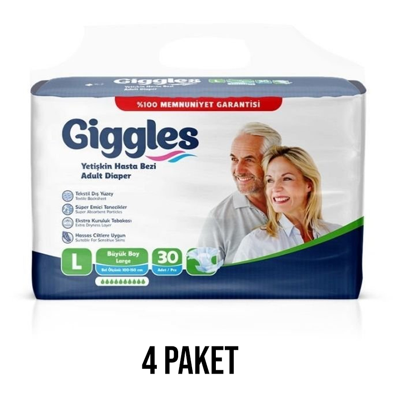 Giggles Belbantlı Yetişkin Hasta Bezi L 30 Lu 4 Paket