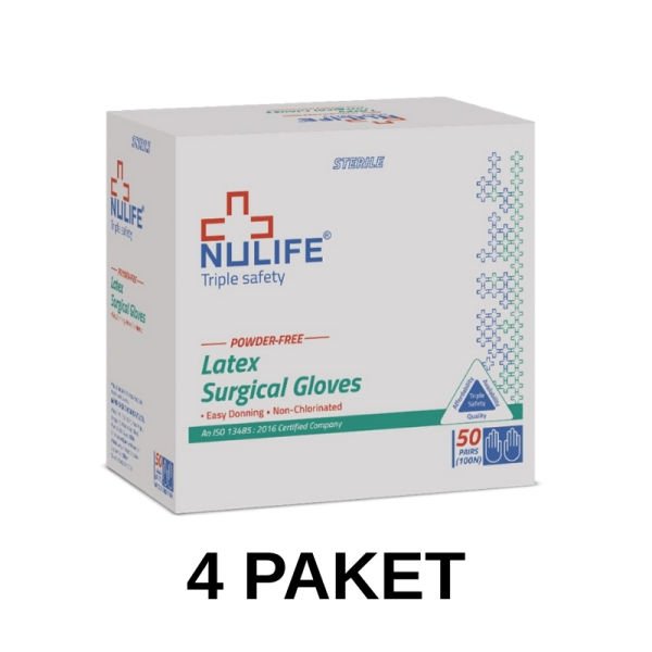 Nulife Steril Lateks Cerrahi Eldiven Pudrasız 8 Numara 50 Adet 4 Paket