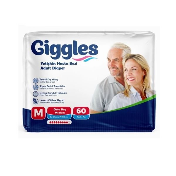 Giggles Waistband Adult Diaper M 30 Pieces 2 Pack