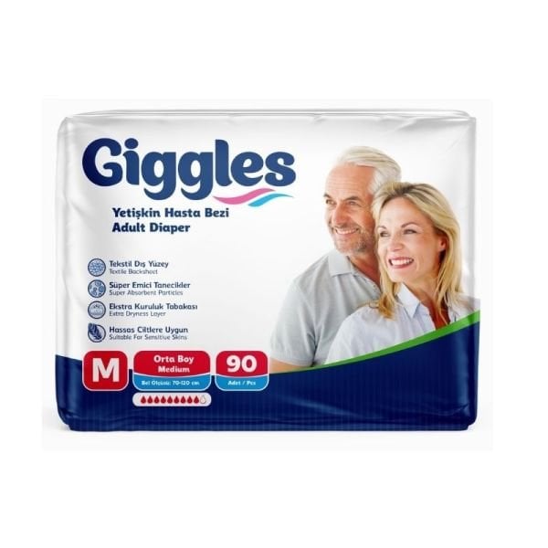 Giggles Waistband Adult Diaper M 30 Pieces 3 Pack