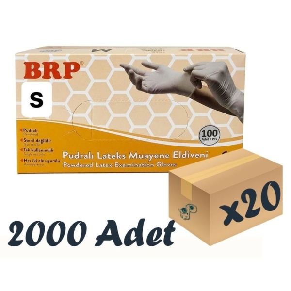BRP Latex Powdered Examination Gloves 20 Boxes 2000 Pieces Small