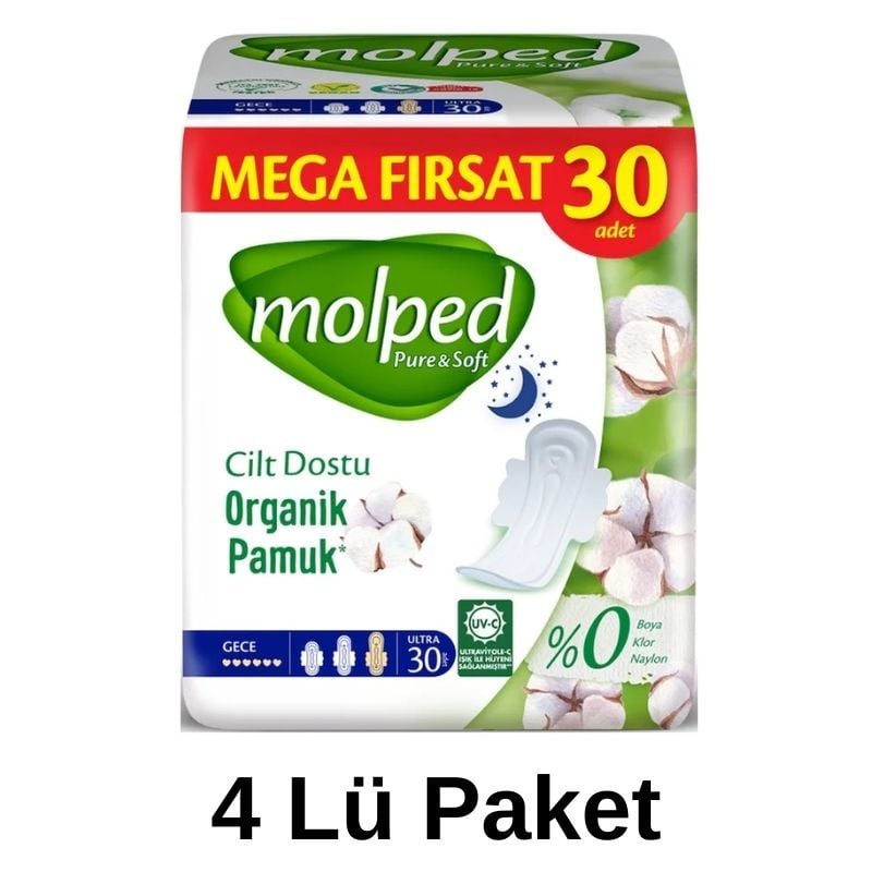 Molped Pure & Soft Gece Ultra Hijyenik Ped 4 Lü Paket 120 Adet
