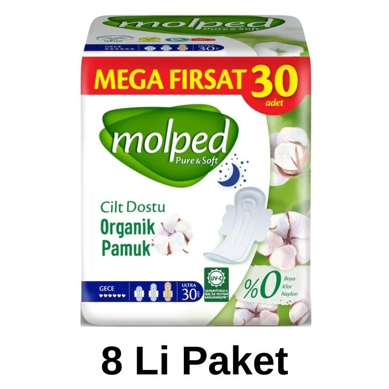 Molped Pure & Soft Gece Ultra Hijyenik Ped 8 Li Paket 240 Adet