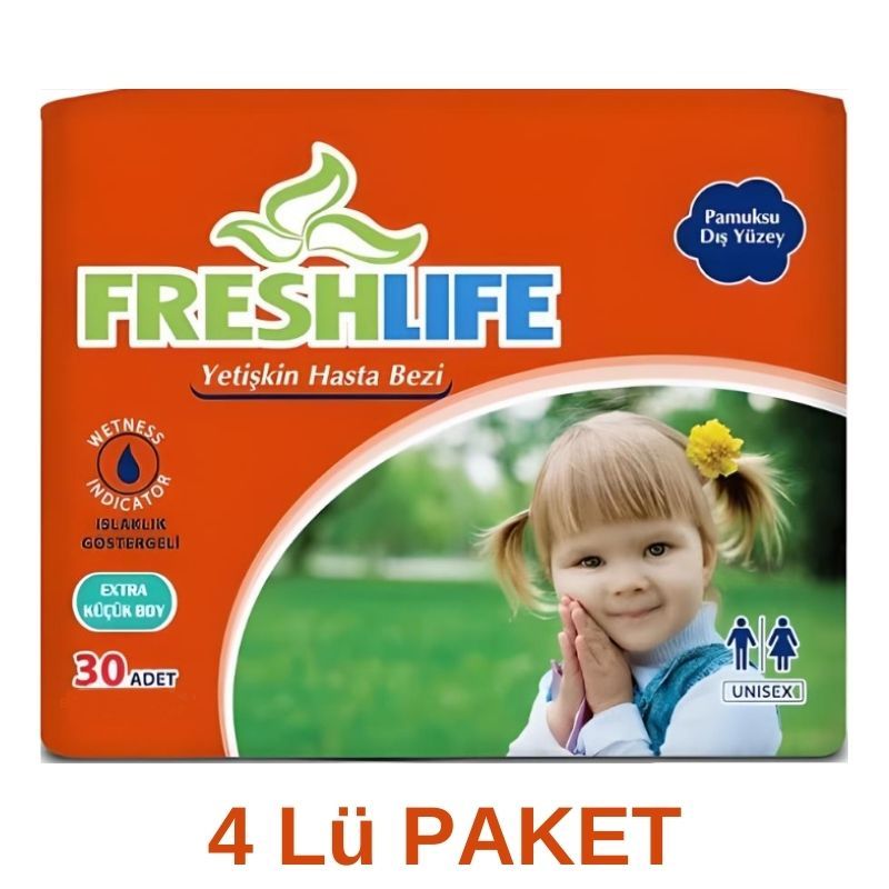 Freshlife Belbantlı Yetişkin Hasta Bezi XS 30 Lu 4 Paket