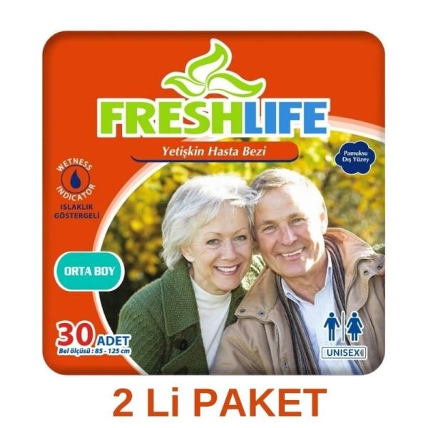 Freshlife Waistband Adult Diaper M 30 Pieces 2 Pack