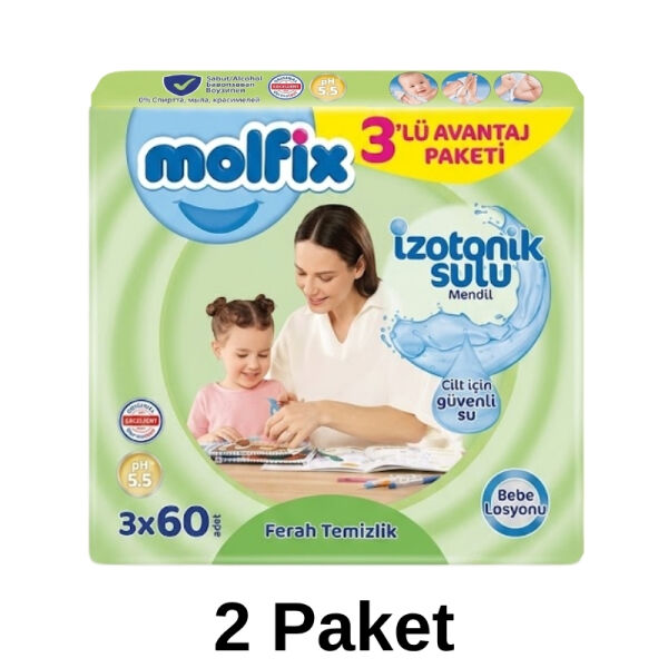Molfix İzotonik Islak Mendil 6x60 2 Paket