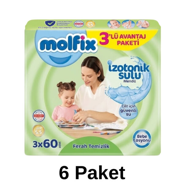 Molfix İzotonik Islak Mendil 18x60 6 Paket