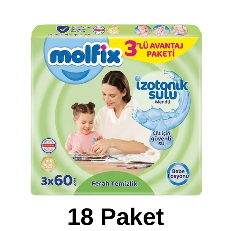 Molfix İzotonik Islak Mendil 54x60 18 Paket