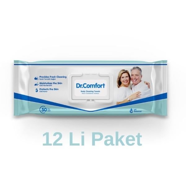 Dr.comfort Vücut Ve Perine Temizleme Havlusu 50 Li 12 Paket