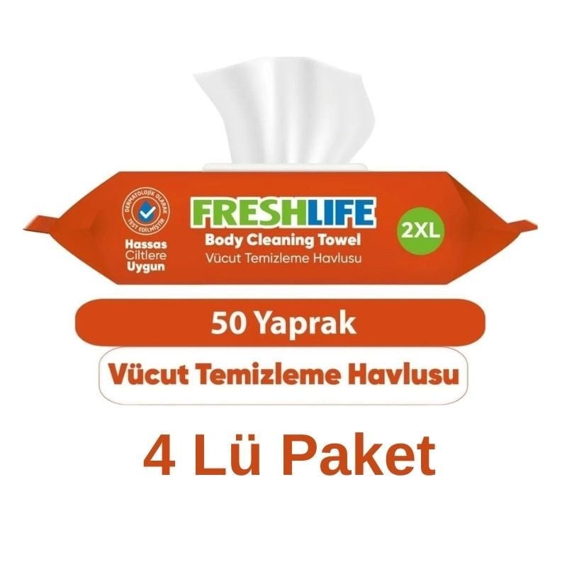 Freshlife Vücut Ve Perine Temizleme Havlusu 50 Li 4 Paket