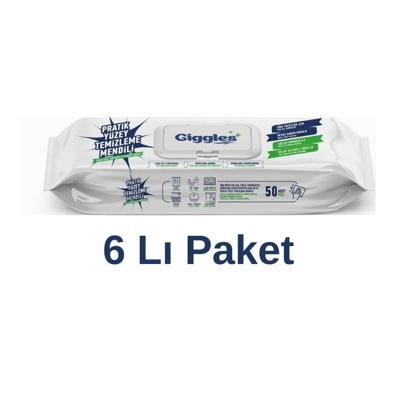 Giggles Practical Surface Cleaning Towel 50 Pieces 6 Pack