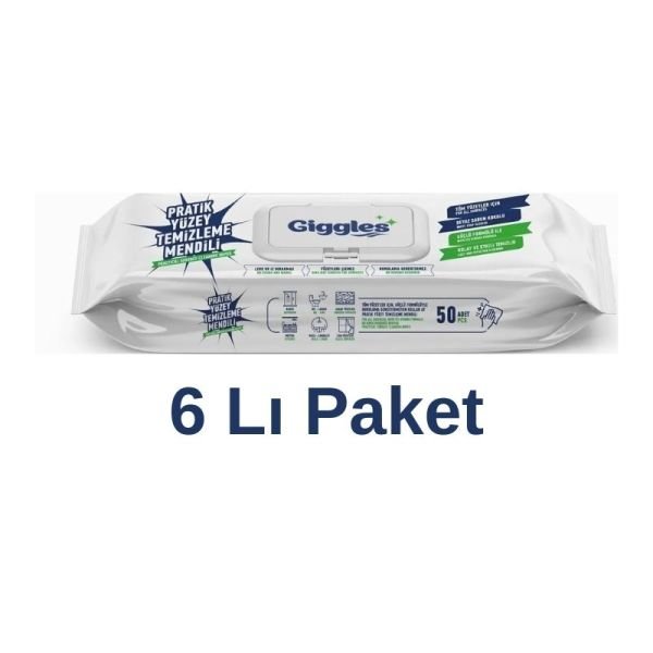 Giggles Practical Surface Cleaning Towel 50 Pieces 6 Pack