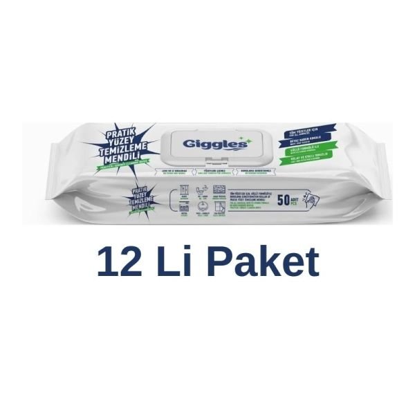 Giggles Practical Surface Cleaning Towel 50 Pieces 12 Pack