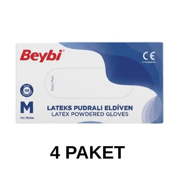 Lateks Pudralı Eldiven Medium 4 Paket