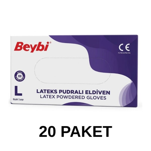 Lateks Pudralı Eldiven Large 20 Paket