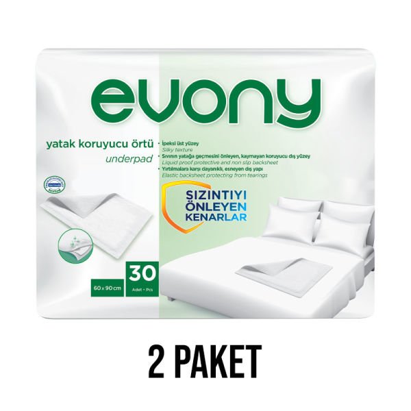 Evony Yatak Koruyucu Alez Örtü 60x90 Cm 2 Paket 60 Adet