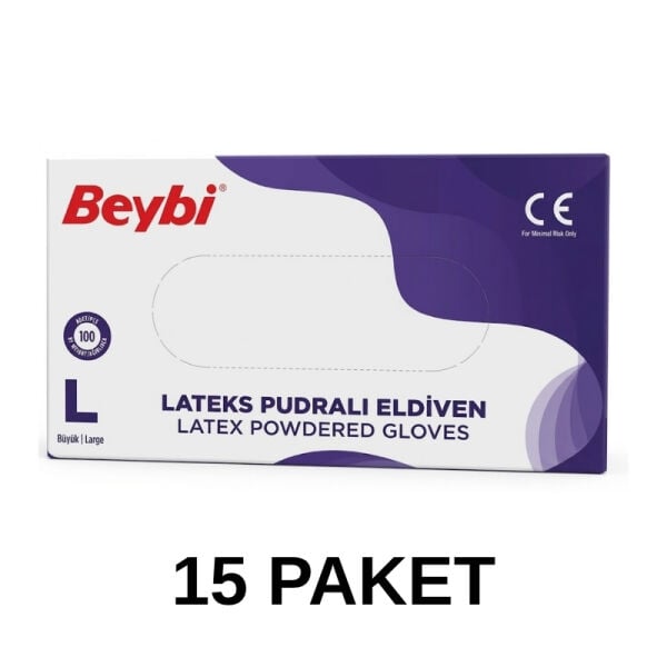 Lateks Pudralı Eldiven Large 15 Paket