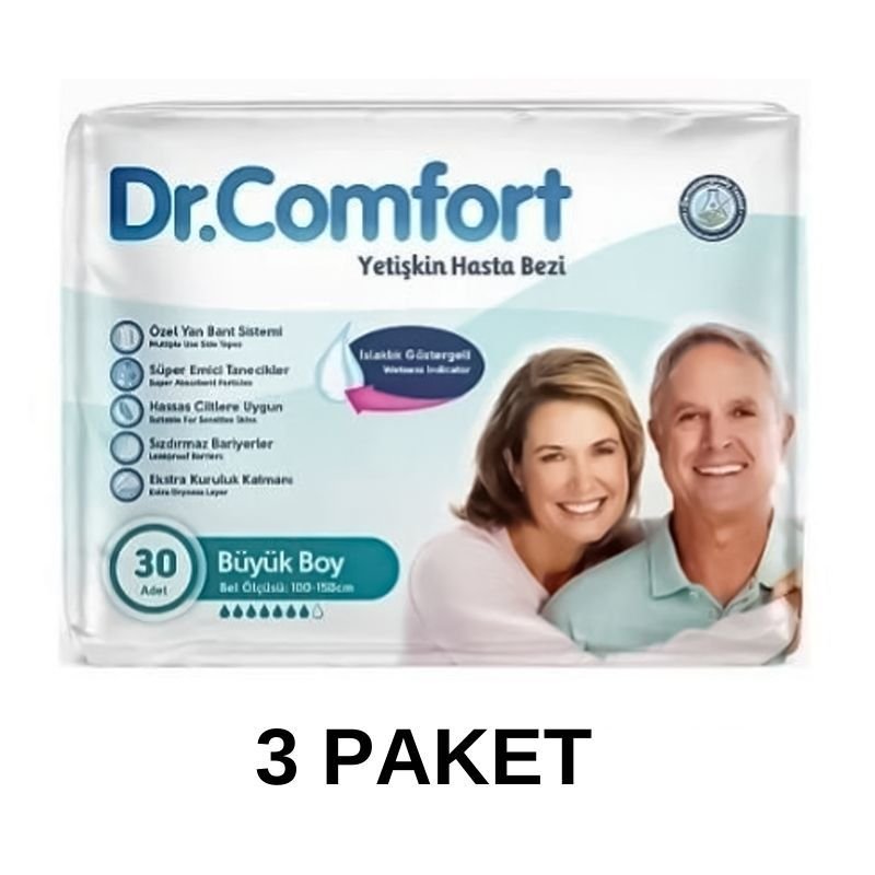 Dr. Comfort Adult Diaper with Waistband L 30 Pieces 3 Pack