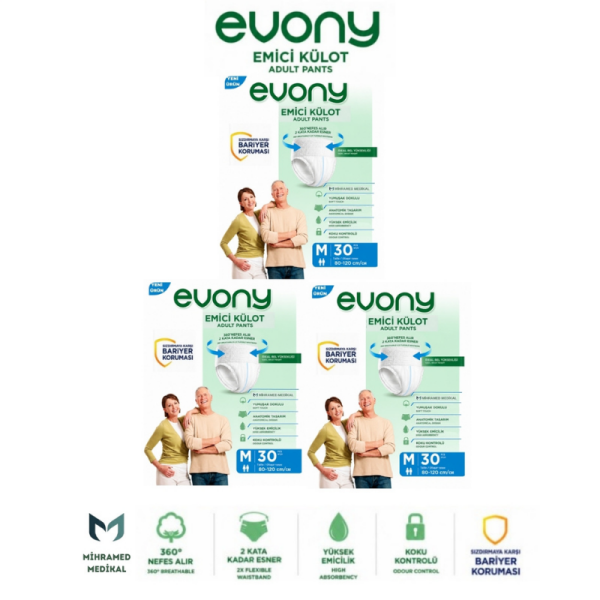 Evony Emici Külot Yetişkin Hasta Bezi M 30 Lu 3 Paket