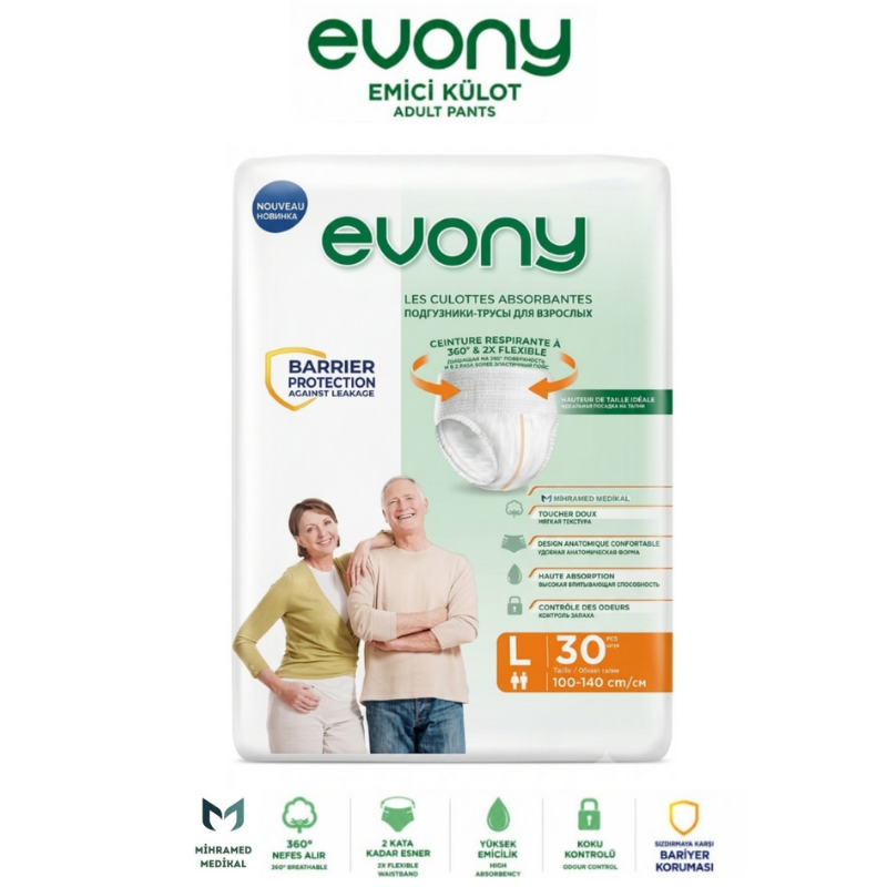 Evony Emici Külot Yetişkin Hasta Bezi L 30 Lu