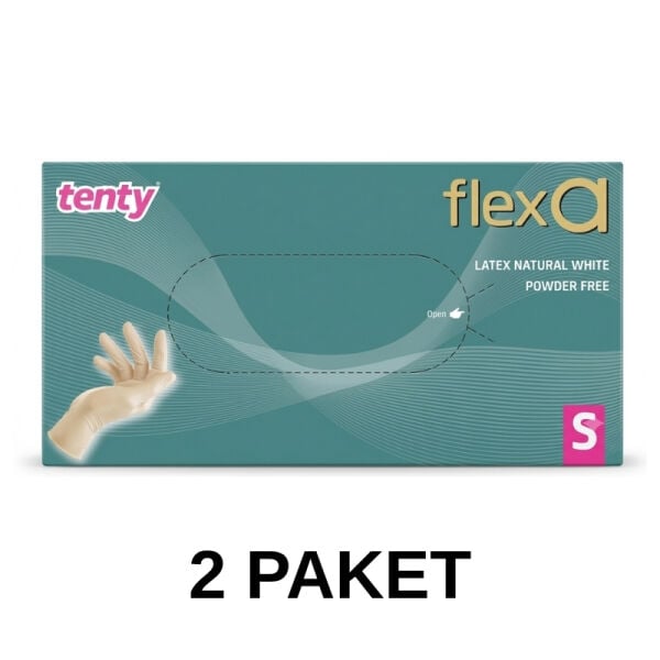 Tenty Flexa Pudrasız Lateks Eldiven 100 Lü Small 2 Paket
