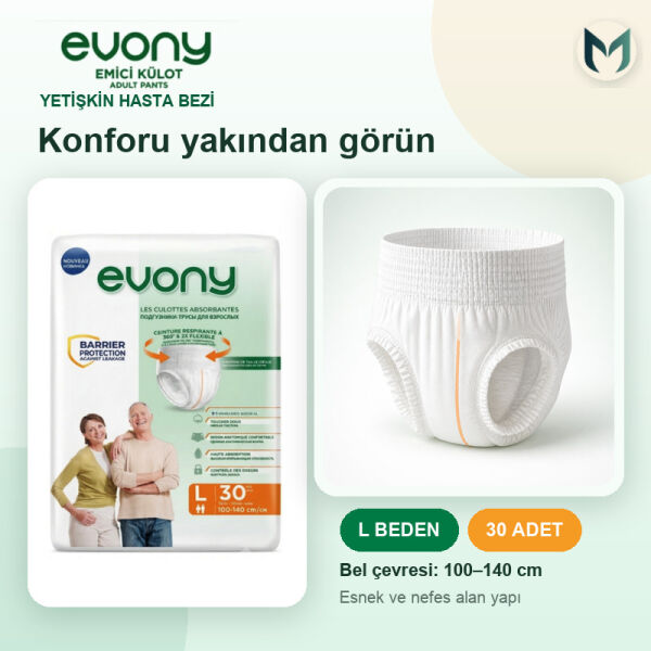 Evony Emici Külot Yetişkin Hasta Bezi L 30 Lu 4 Paket