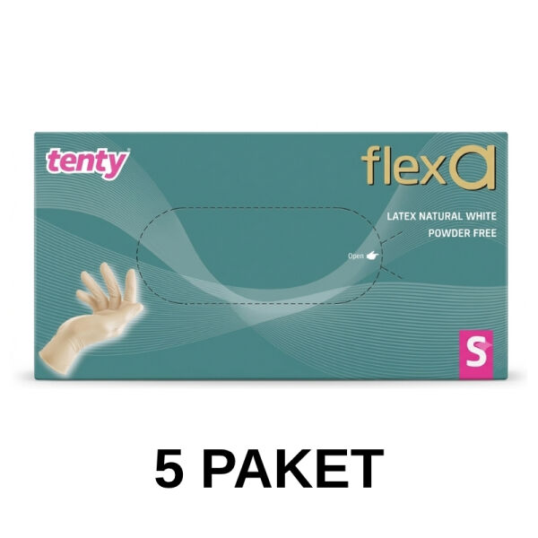 Tenty Flexa Pudrasız Lateks Eldiven 100 Lü Small 5 Paket