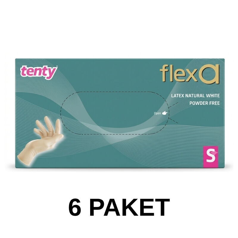 Tenty Flexa Pudrasız Lateks Eldiven 100 Lü Small 6 Paket