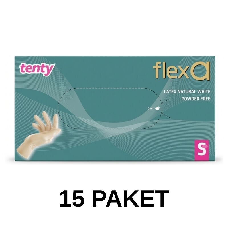 Tenty Flexa Pudrasız Lateks Eldiven 100 Lü Small 15 Paket