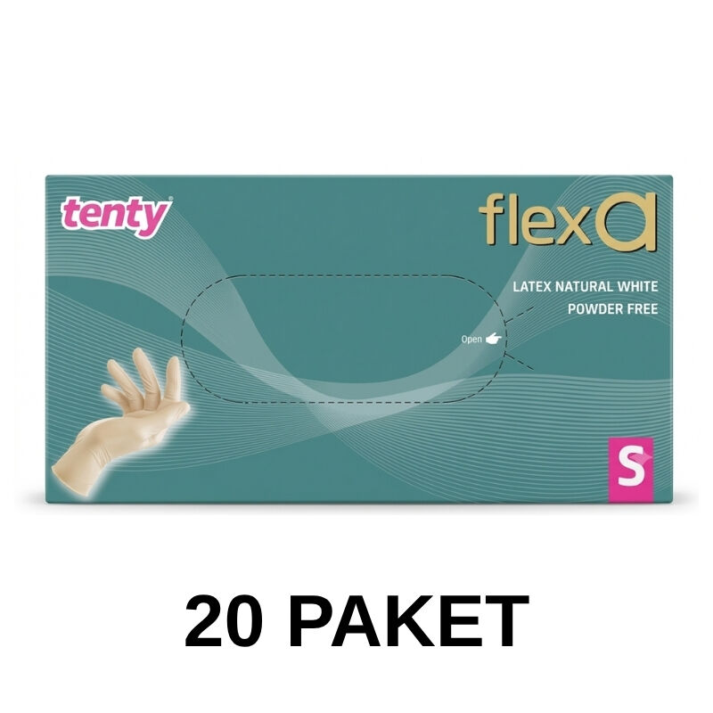 Tenty Flexa Pudrasız Lateks Eldiven 100 Lü Small 20 Paket