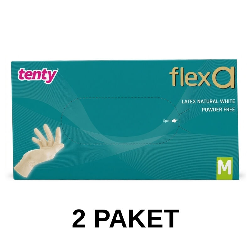 Tenty Flexa Pudrasız Lateks Eldiven 100 Lü Medium 2 Paket