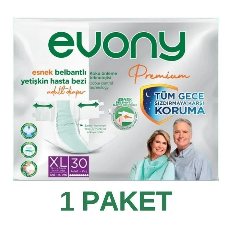 Evony Premium Esnek Belbantlı Yetişkin Hasta Bezi XL 30 Lu