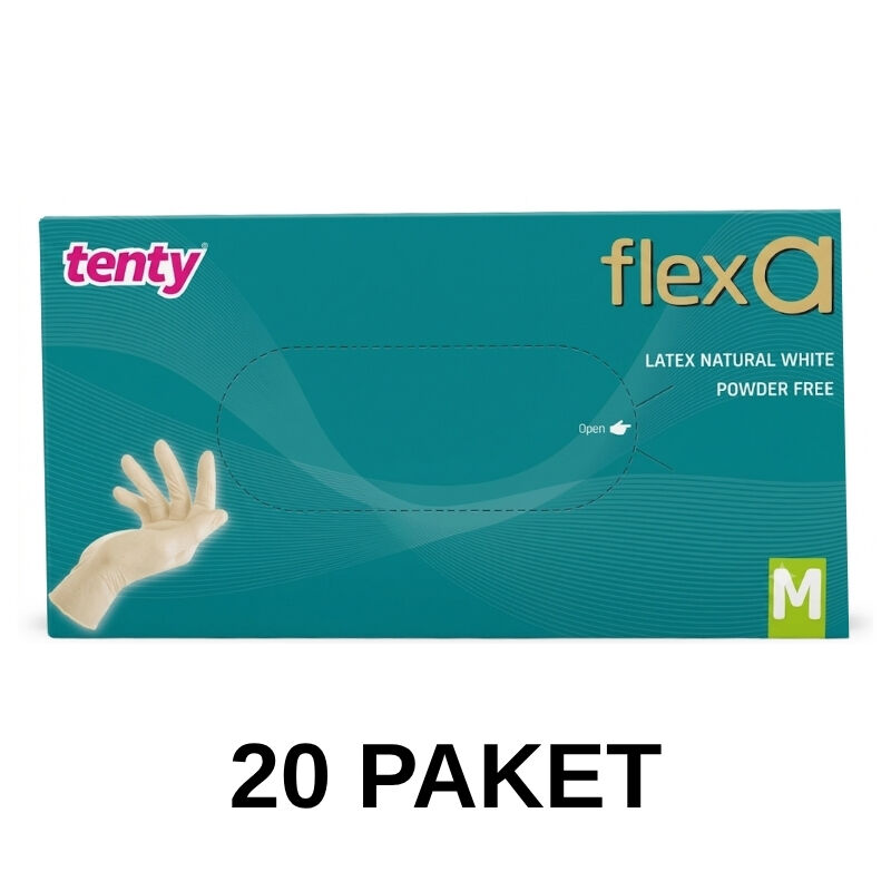 Tenty Flexa Pudrasız Lateks Eldiven 100 Lü Medium 20 Paket