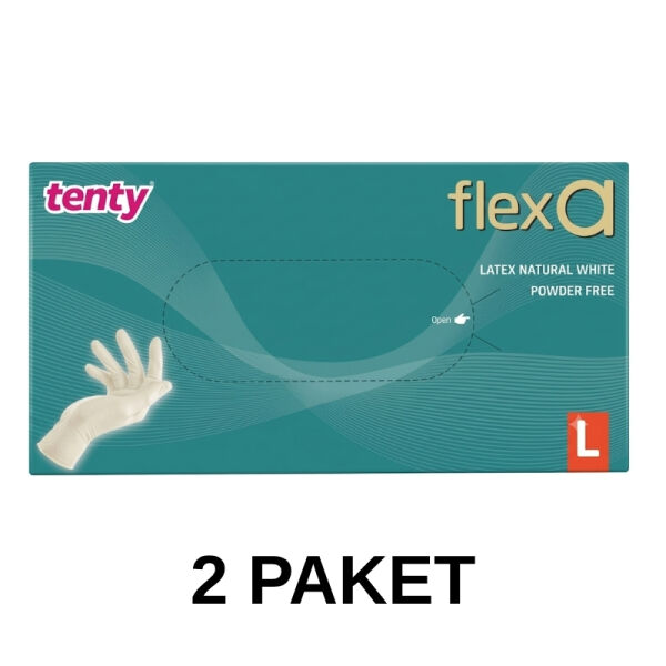 Tenty Flexa Pudrasız Lateks Eldiven 100 Lü Large 2 Paket