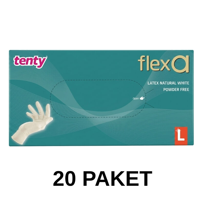 Tenty Flexa Pudrasız Lateks Eldiven 100 Lü Large 20 Paket