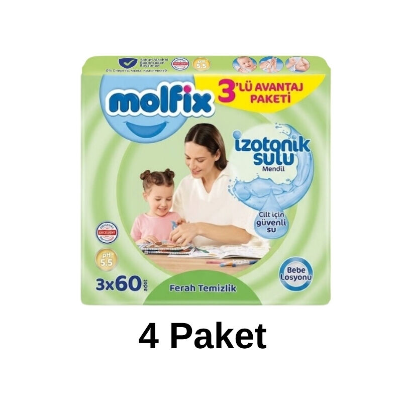 Molfix İzotonik Islak Mendil 12x60 4 Paket