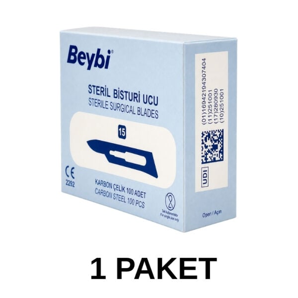 Beybi Steril Çelik Bisturi Ucu 15 Numara 100 Adet 1 Paket