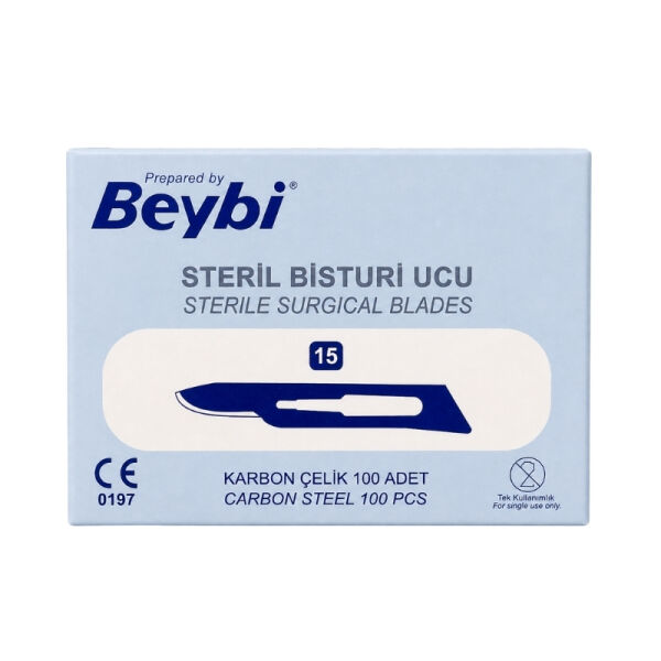 Beybi Steril Çelik Bisturi Ucu 15 Numara 100 Adet 1 Paket