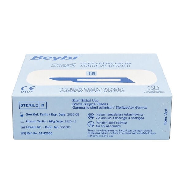 Beybi Steril Çelik Bisturi Ucu 15 Numara 100 Adet 3 Paket